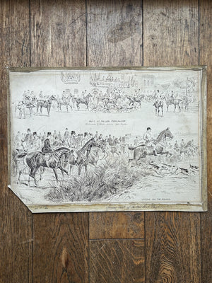 Sturgess Original Pen & Ink Drawing Mid Kent Staghounds Meet at Lion Farningham