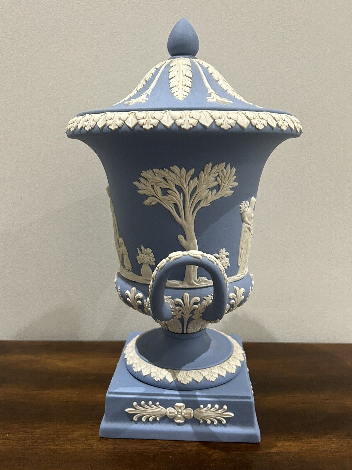 Wedgwood Blue Jasperware - Campagna Lidded Urn Vase