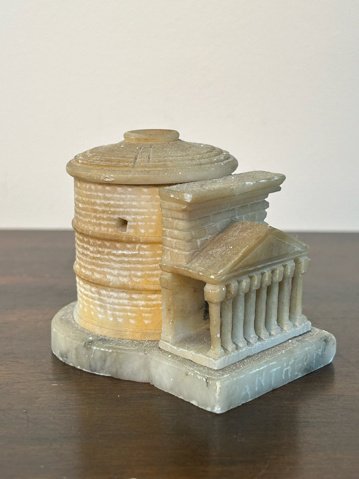 Grand Tour Carved Alabaster Model of the Pantheon Rome on Marble Base3