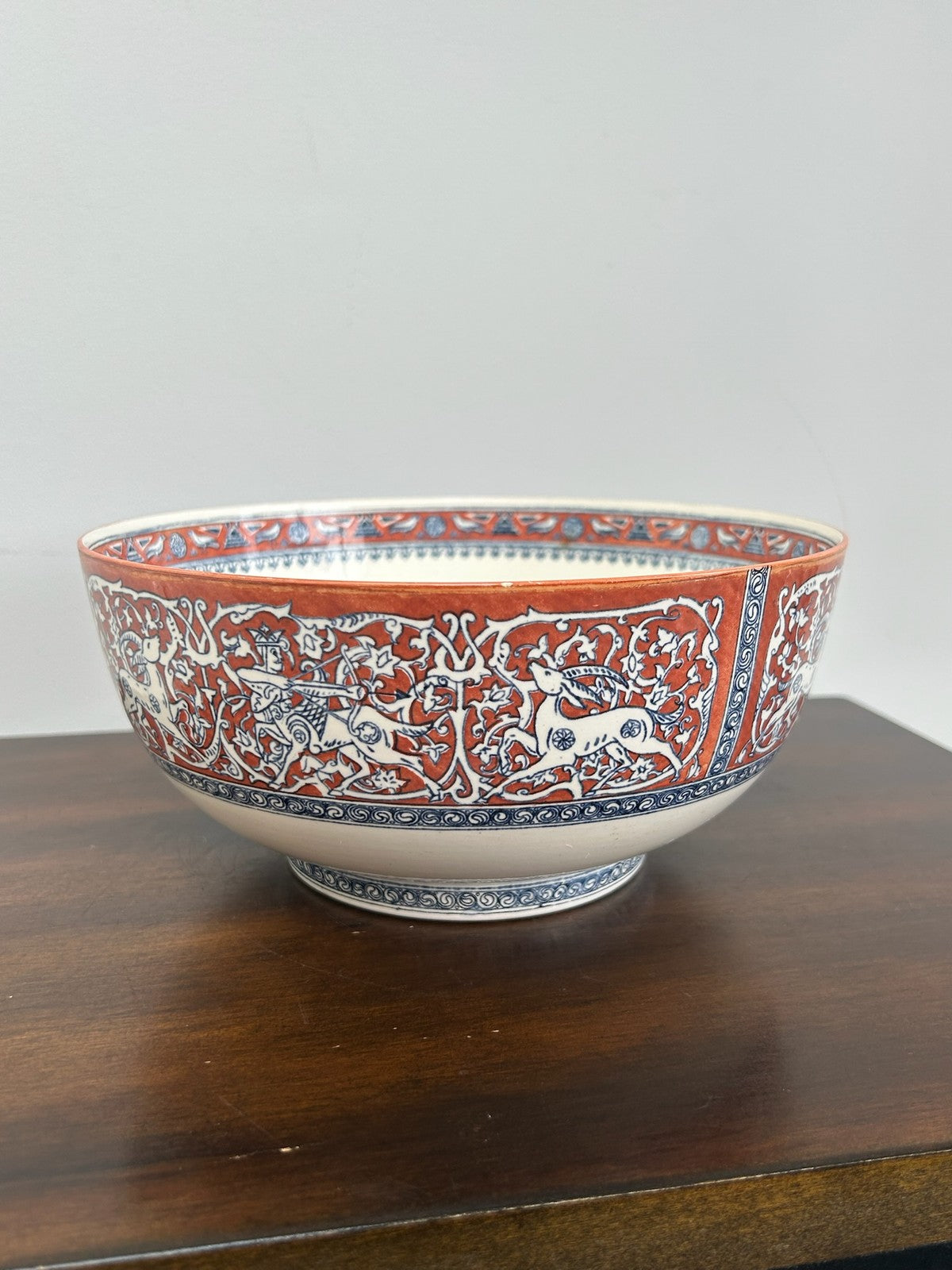 Wedgwood Persian Style Bowl Hunting Frieze Gazelles Red Ground Earl Buckman Coll5