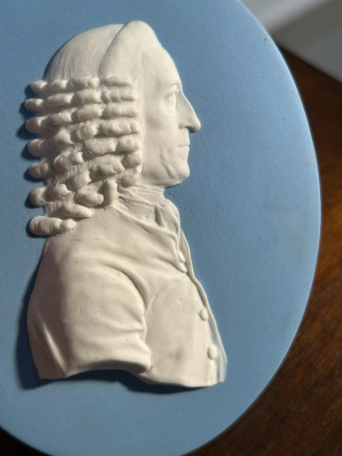 Antique 18thC Wedgwood Blue Jasper Portrait Medallion Dr John Fothergill Marked4