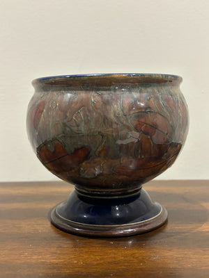 Royal Doulton Lambeth Stoneware Footed Bowl Mottled Glaze