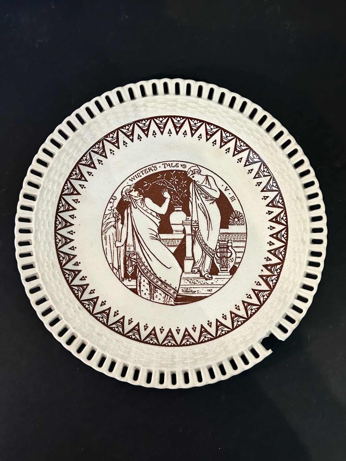 Mintons John Moyr Smith Shakespeare Plate Winter's Tale Pierced Rim c1875 A/F0