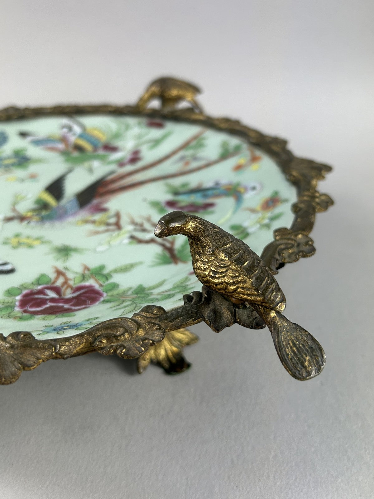 Antique French Ormolu Mounted Chinese Porcelain Centerpiece Dish