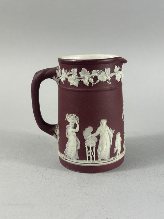 Antique Crimson Wedgwood Jasperware Classical Relief Pitcher Jug