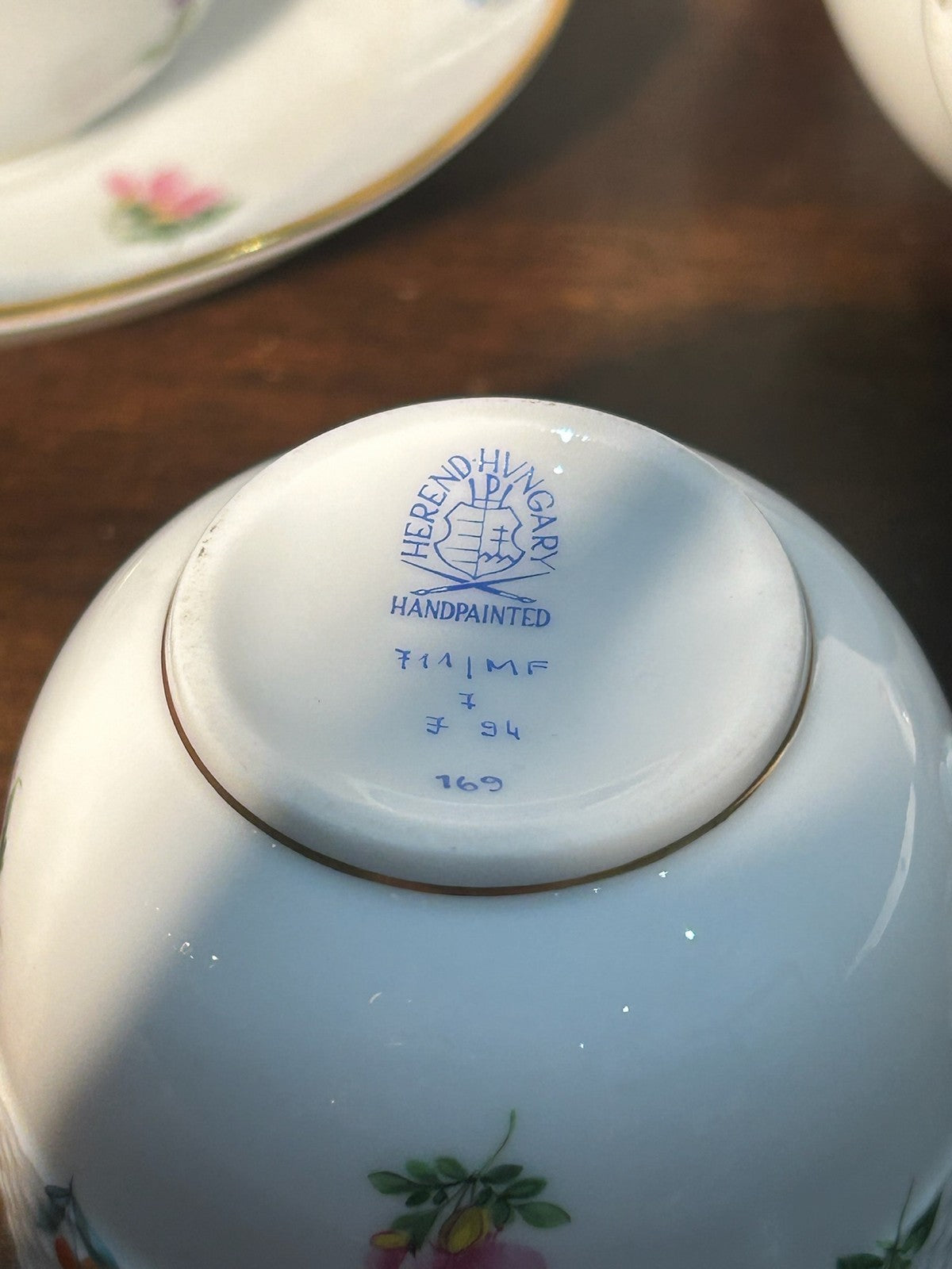Herend Kimberly Pattern Coffee Pot Cup and Saucer Set 3 Hungarian Porcelain8