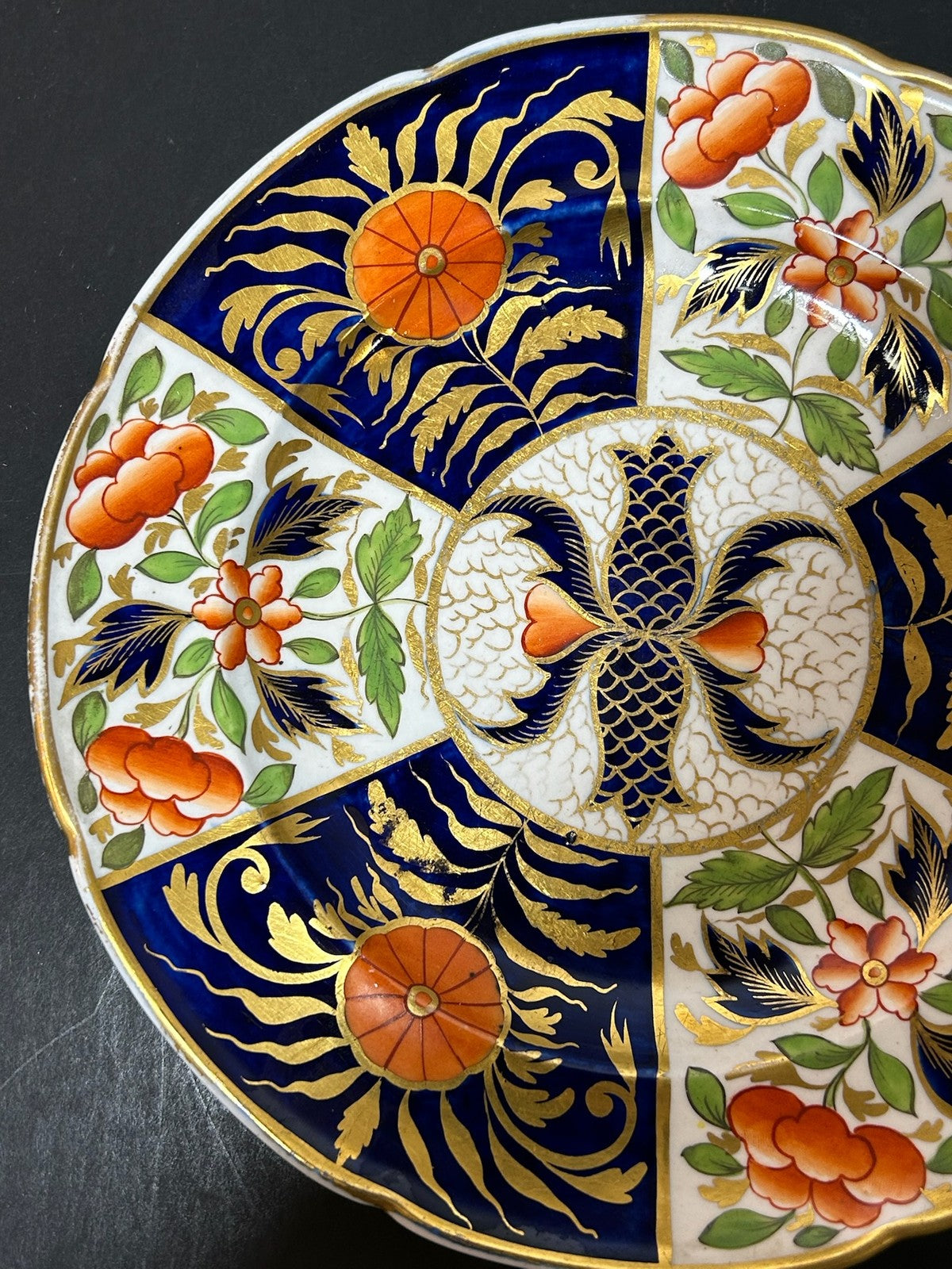 Antique English Porcelain Imari Plate Old Japan Pattern Cobalt Gilt 20cm1