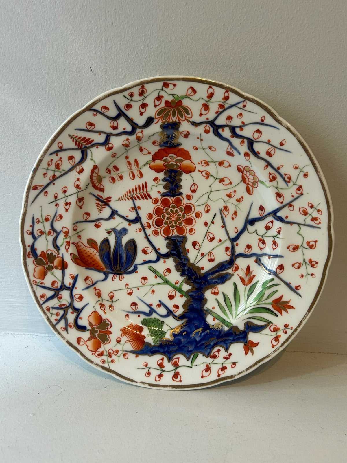 Georgian Derby Imari Partridge Pattern Cabinet Plate Cobalt Iron Red Gilt 20cm0