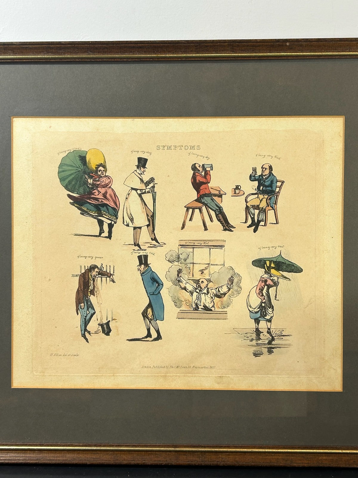Henry Alken SYMPTOMS 1822 Hand Coloured Etching Thos McLean Regency Caricature2