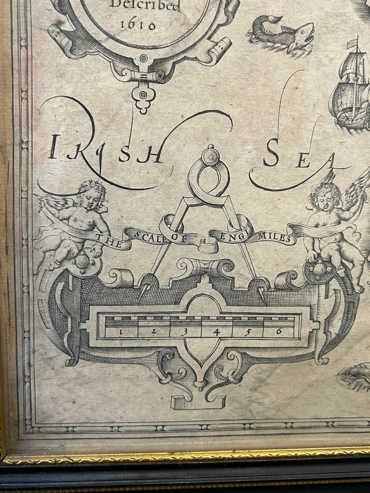 John Speed Merionethshire Antique Map 1676 Bassett & Chiswell Edition Framed3