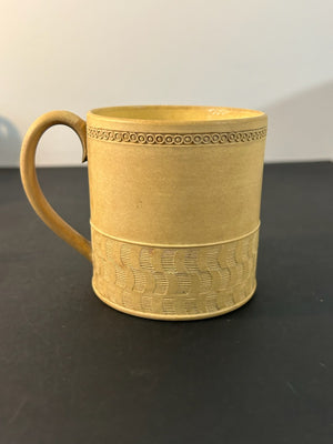 Antique English Caneware Cup c1800 1820 Engine Turned Basketweave 8cm A/F