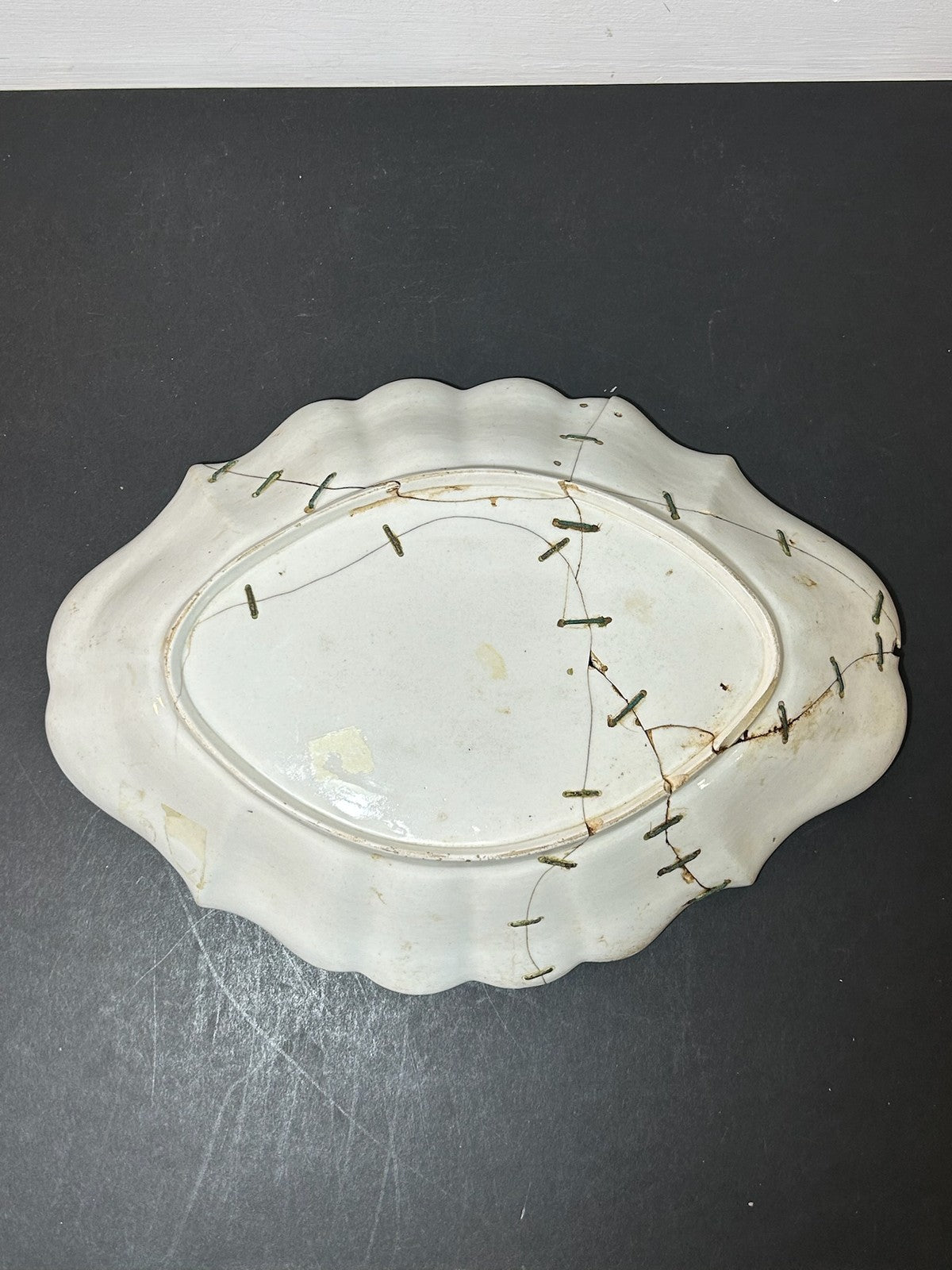 Antique Dragons in Compartments Pattern Lozenge Dish Chinoiserie Regency 30cm AF4