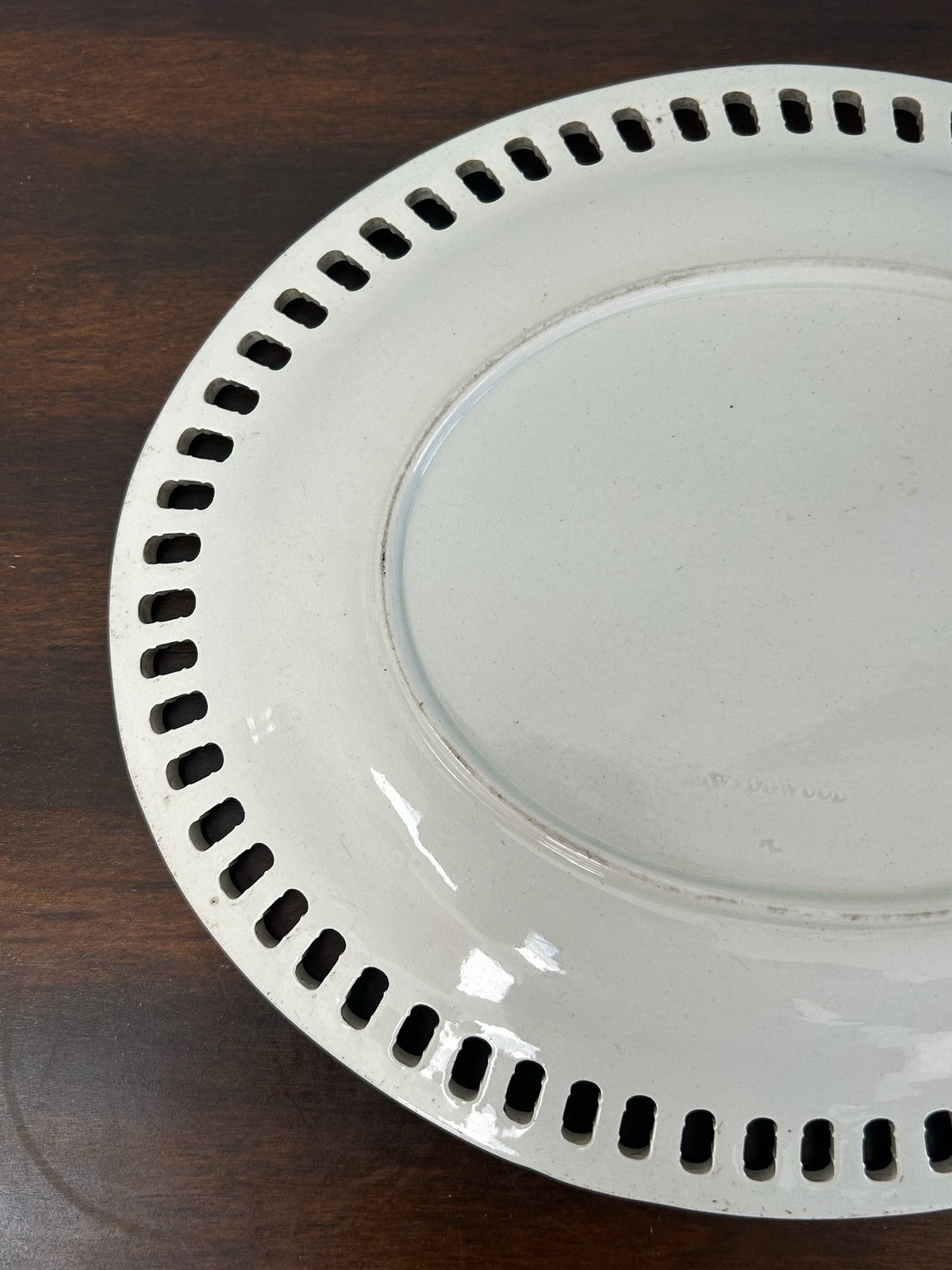 Wedgwood Creamware Oval Reticulated Dish Pierced Border Antique5