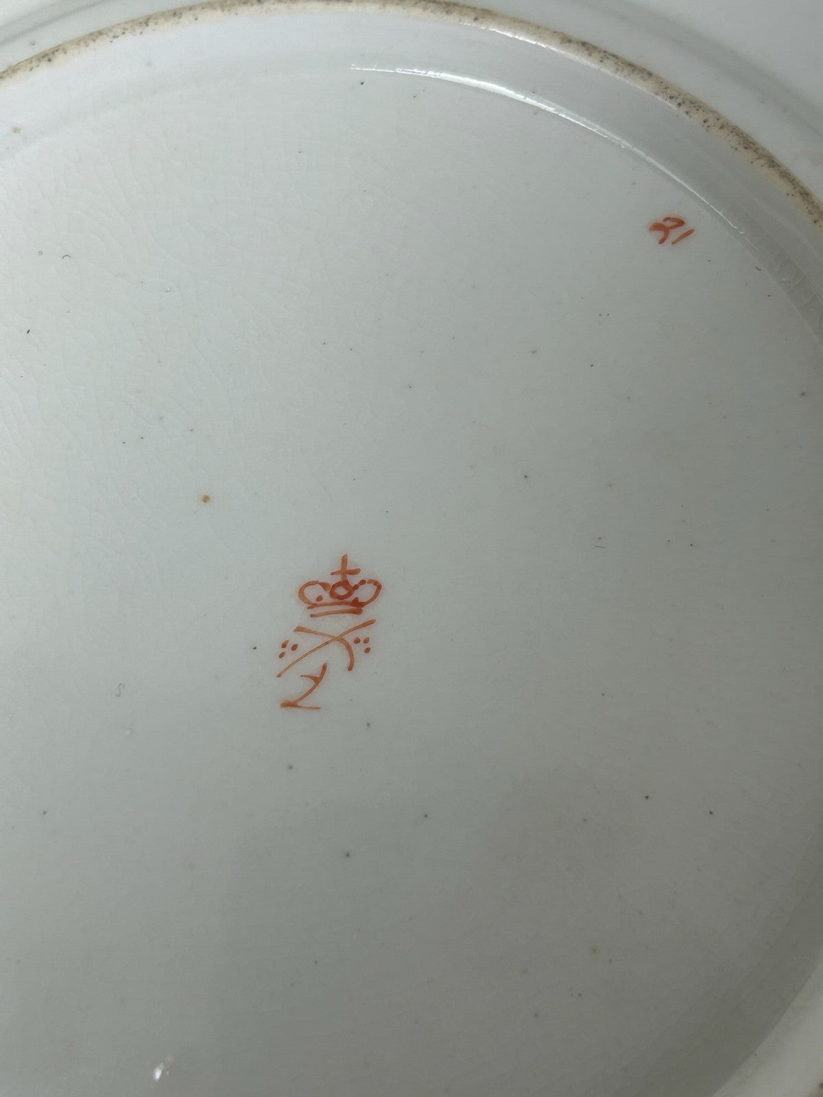 Pair Antique Derby Porcelain Dessert Plates Pink Roses Red Crown Mark c.181011