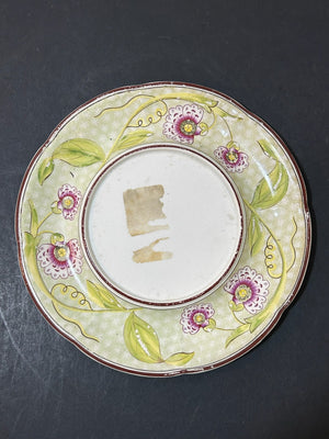 Antique Wedgwood Pearlware Yellow Ground Passion Flower Plate Impressed 17cm