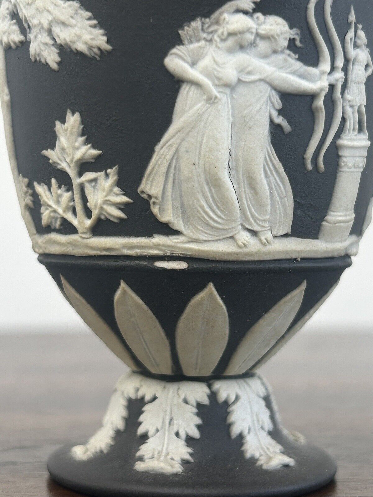 Wedgwood Jasperware Minature Trophy Vase Black Urn Vase Wegwood