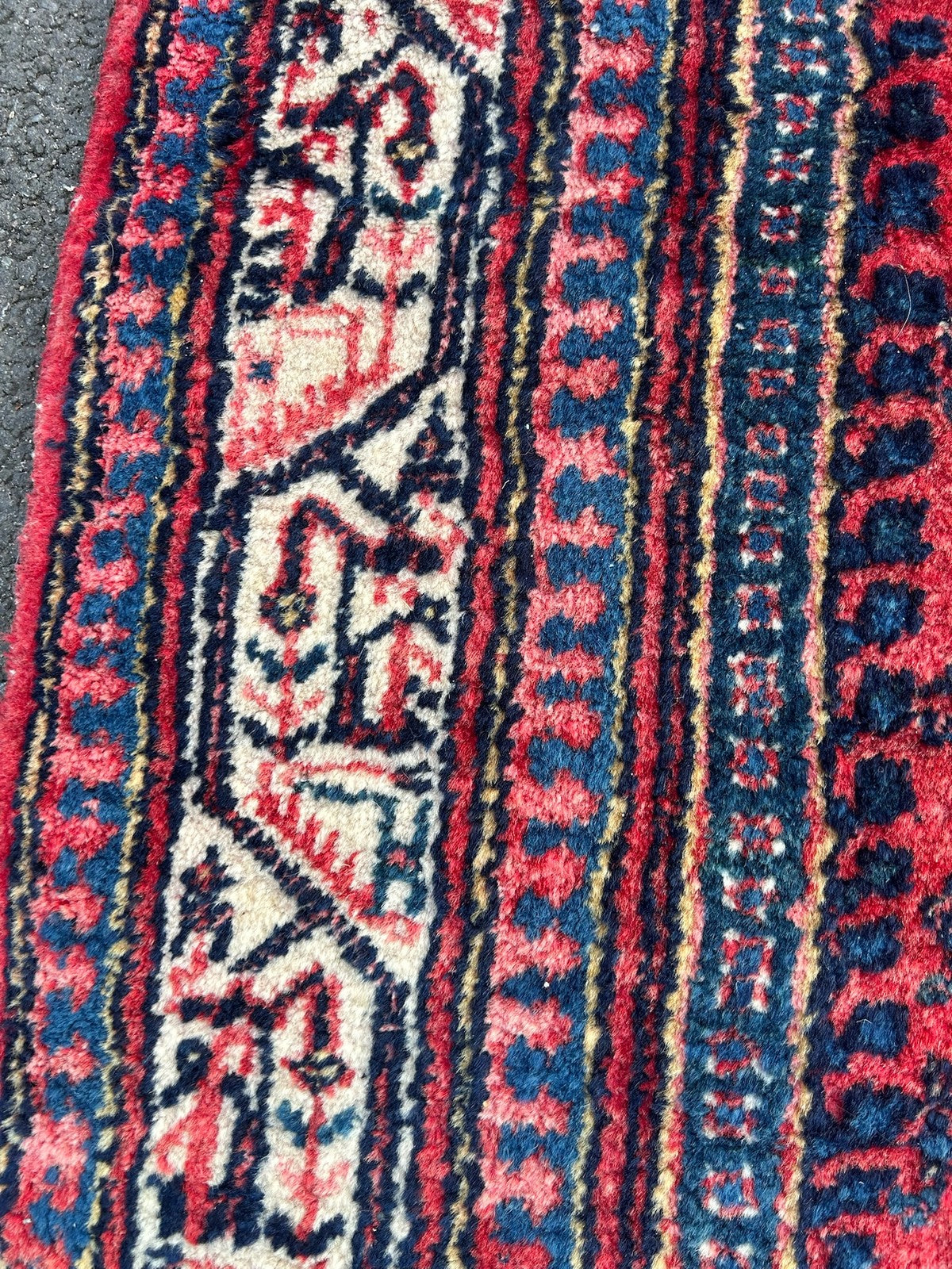 Antique Oriental Hand Knotted Boteh Mir Wool Rug Red Indigo NTC Label 212x135cm8