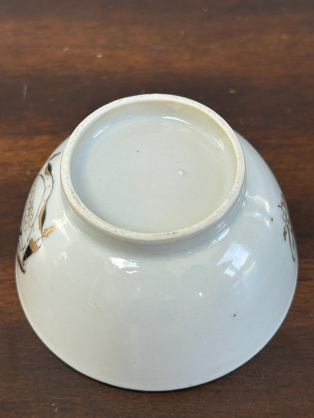 Antique English Porcelain Slop Bowl Sepia Shield Cartouche Gilt Rim4