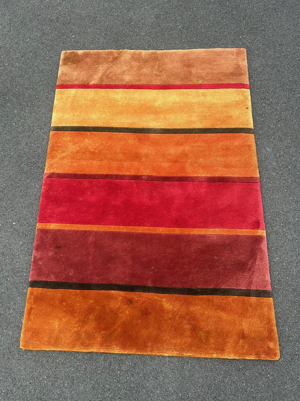 Modern Tibetan Nepalese Hand Knotted Striped Wool Rug Designer 176x120cm0