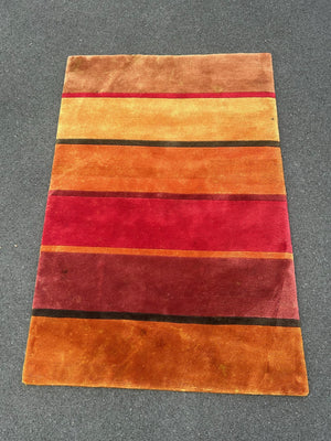 Modern Tibetan Nepalese Hand Knotted Striped Wool Rug Designer 176x120cm
