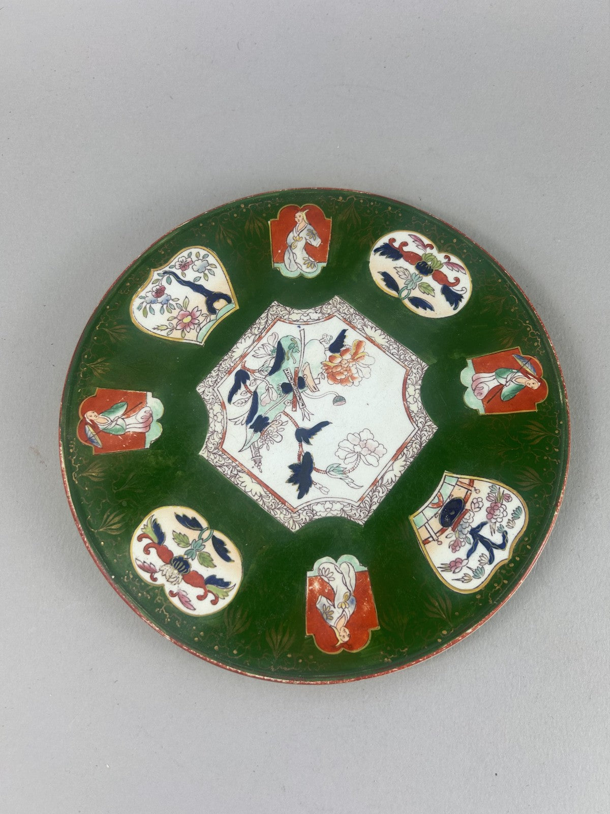 Early Ashworth Hanley green ground porcelain plate stand