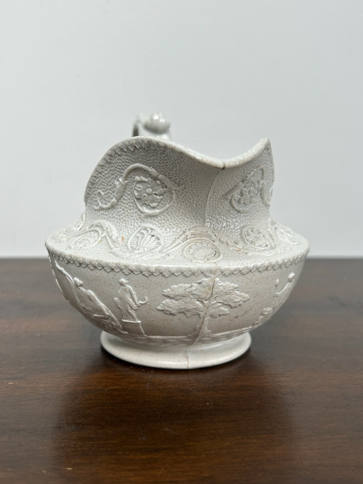 Antique Wedgwood White Stoneware Relief Creamer / Jug1