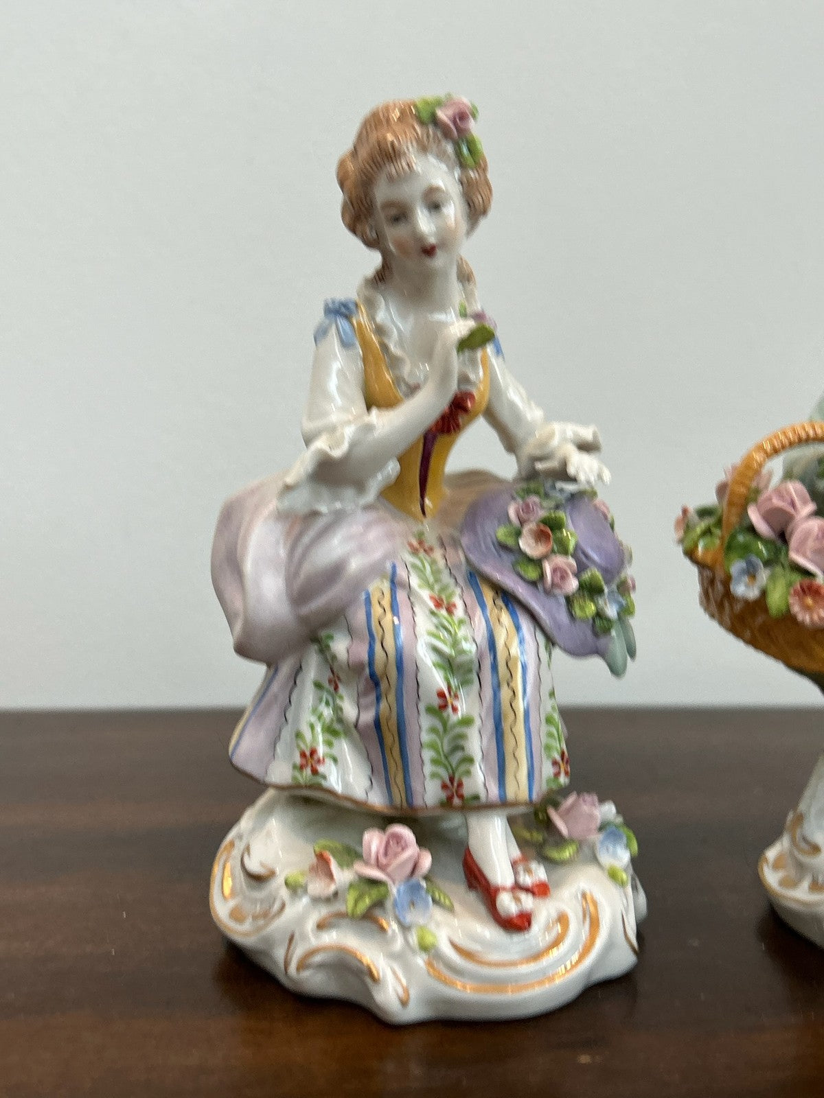 Pair Continental Dresden Style Porcelain Figures Courting Couple2