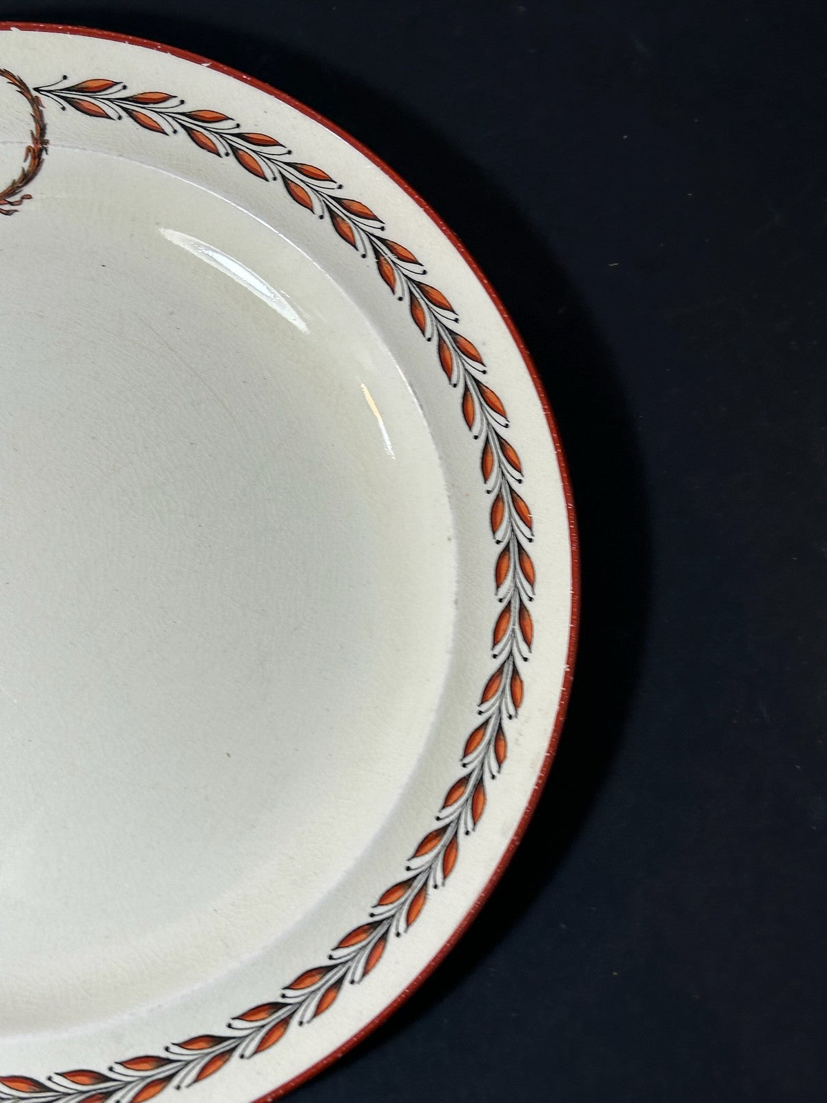 Antique Wedgwood Queens Ware Crested Plate Eagle Laurel Mortlocks 1887 25cm A/F4
