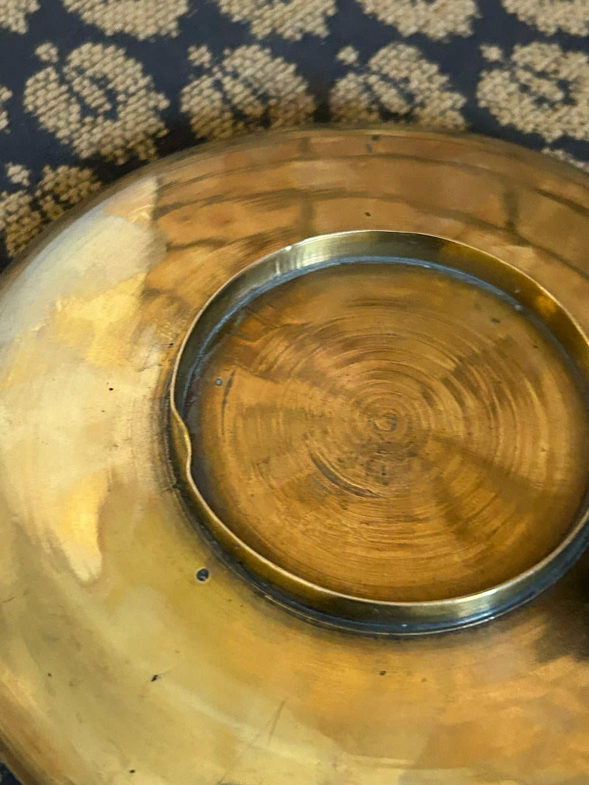 Japanese Brass Relief Dish Engraved Fan Panels Birds Flowers Plum Blossom12