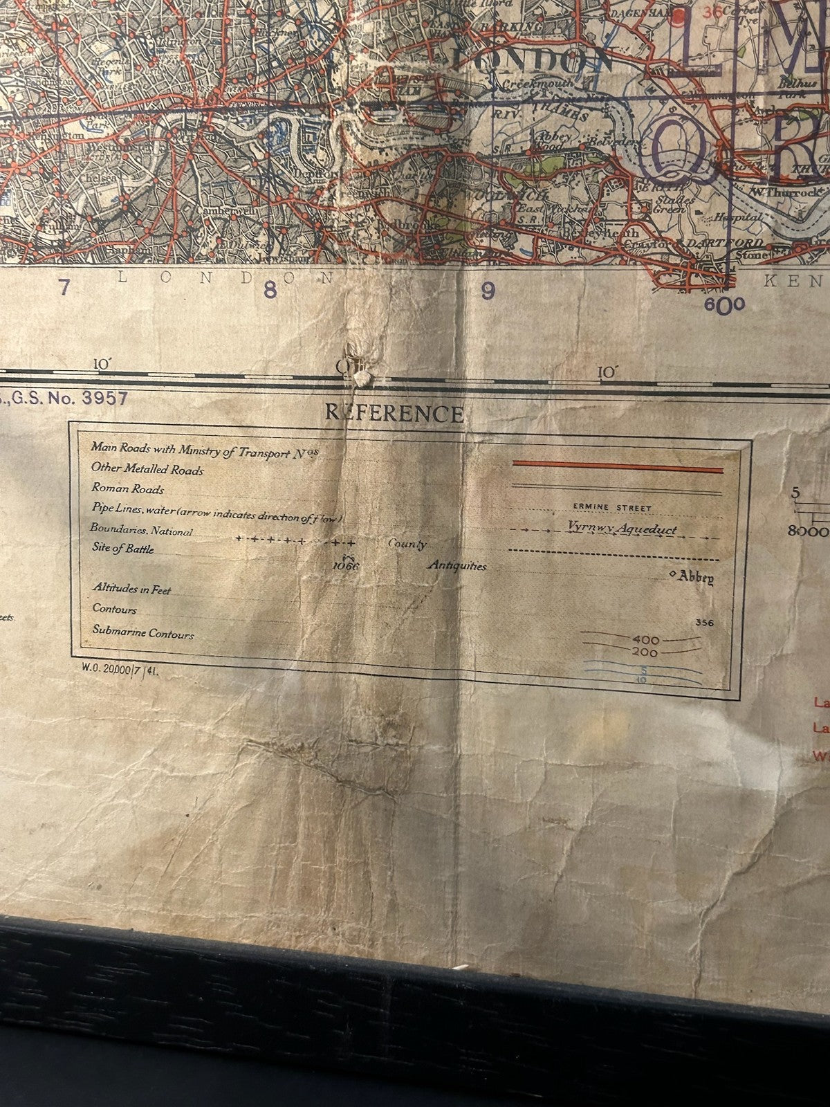 Vintage Quarter Inch Map East Anglia 1:253,440 Grid Reference Panel Framed7