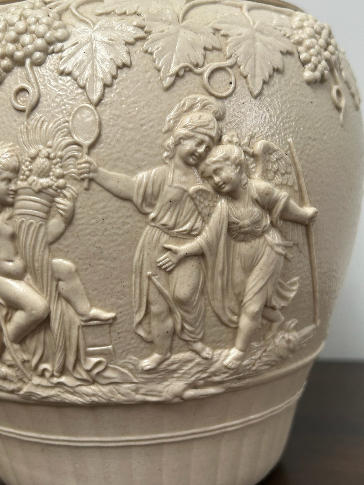 Large Turner Stoneware Jug 23cm Bacchanalian Classical Relief Georgian c18006