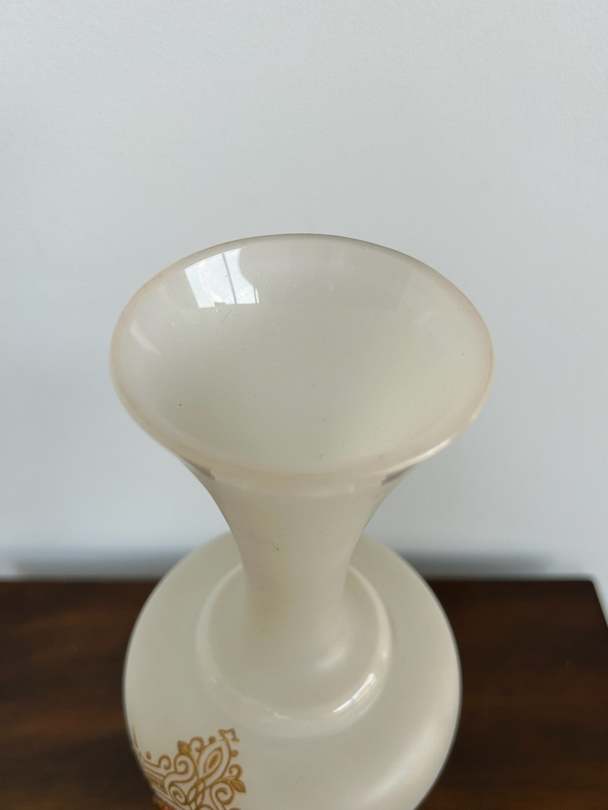 Antique Bohemian Opaline Glass Vase Portrait Cameo Gilded4
