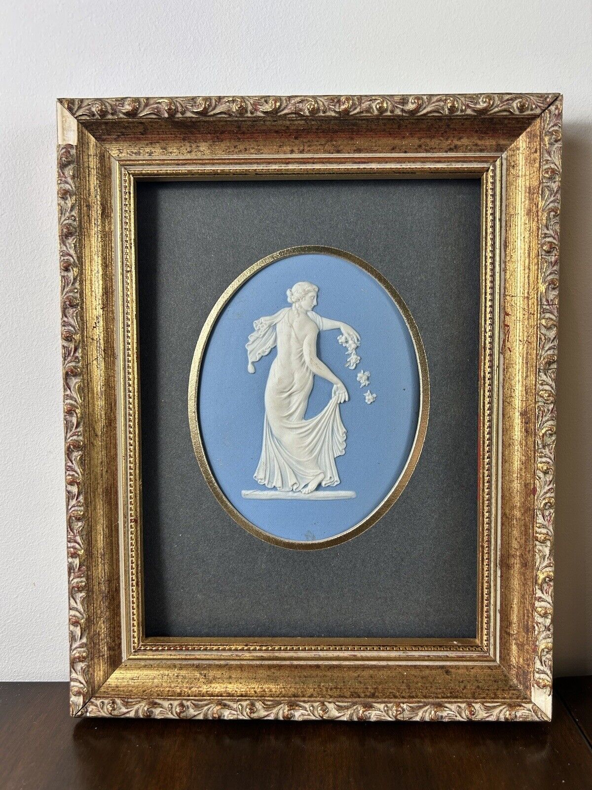 Wedgwood Pair Framed Dancing Hourse Plaques Jasperware Oval Plaques