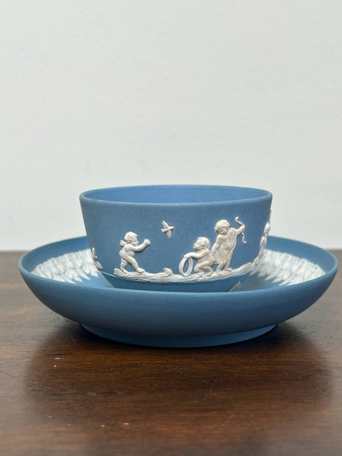 Turner Blue Jasperware Cup Saucer Classical Relief Georgian c1800 NOT Wedgwood1