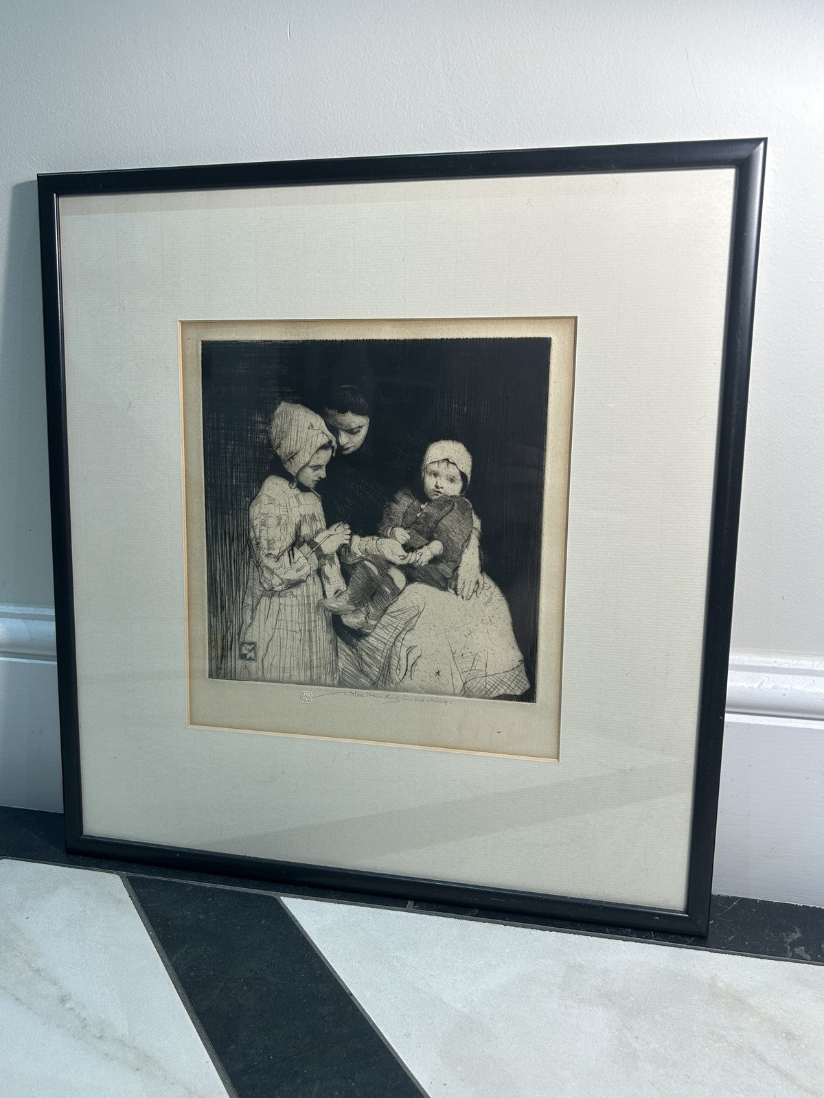 William LeeHankey — Drypoint Etching — Mother and Two Children0