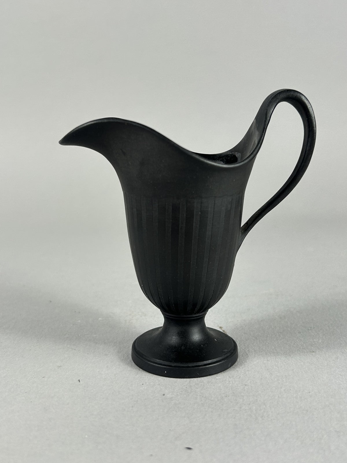 Antique Wedgwood Black Basalt Engine Turned Milk Jug, 10cm