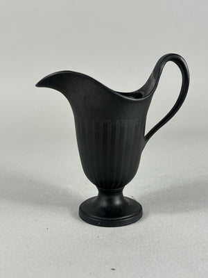 Antique Wedgwood Black Basalt Engine Turned Milk Jug, 10cm