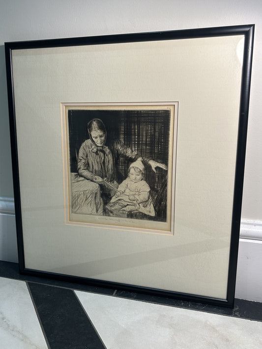 William LeeHankey — Drypoint Etching — Grandmother and Child0