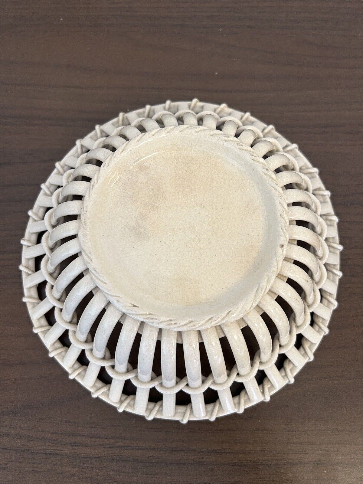 Antique Wedgwood Creamware Basket Weave Bowl - 19th Century