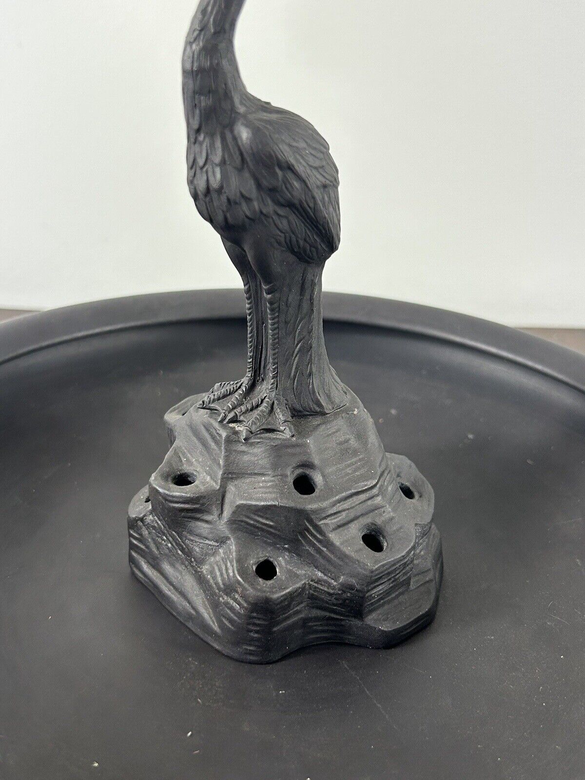 Wedgwood Basalt Figurine of Stork in Bowl