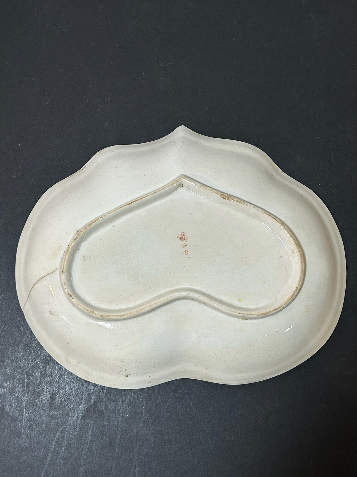 Antique Derby Porcelain Heart Shaped Dessert Dish Painted Flowers Red Mark AF5