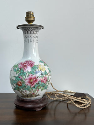 Chinese Famille Rose Porcelain Table Lamp Converted Working
