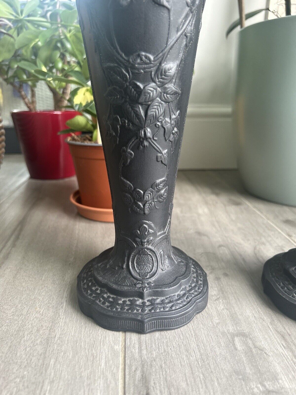 Wedgwood Basalt Vase Pair Black Jasperware Wedgwood Conical Grand Vases