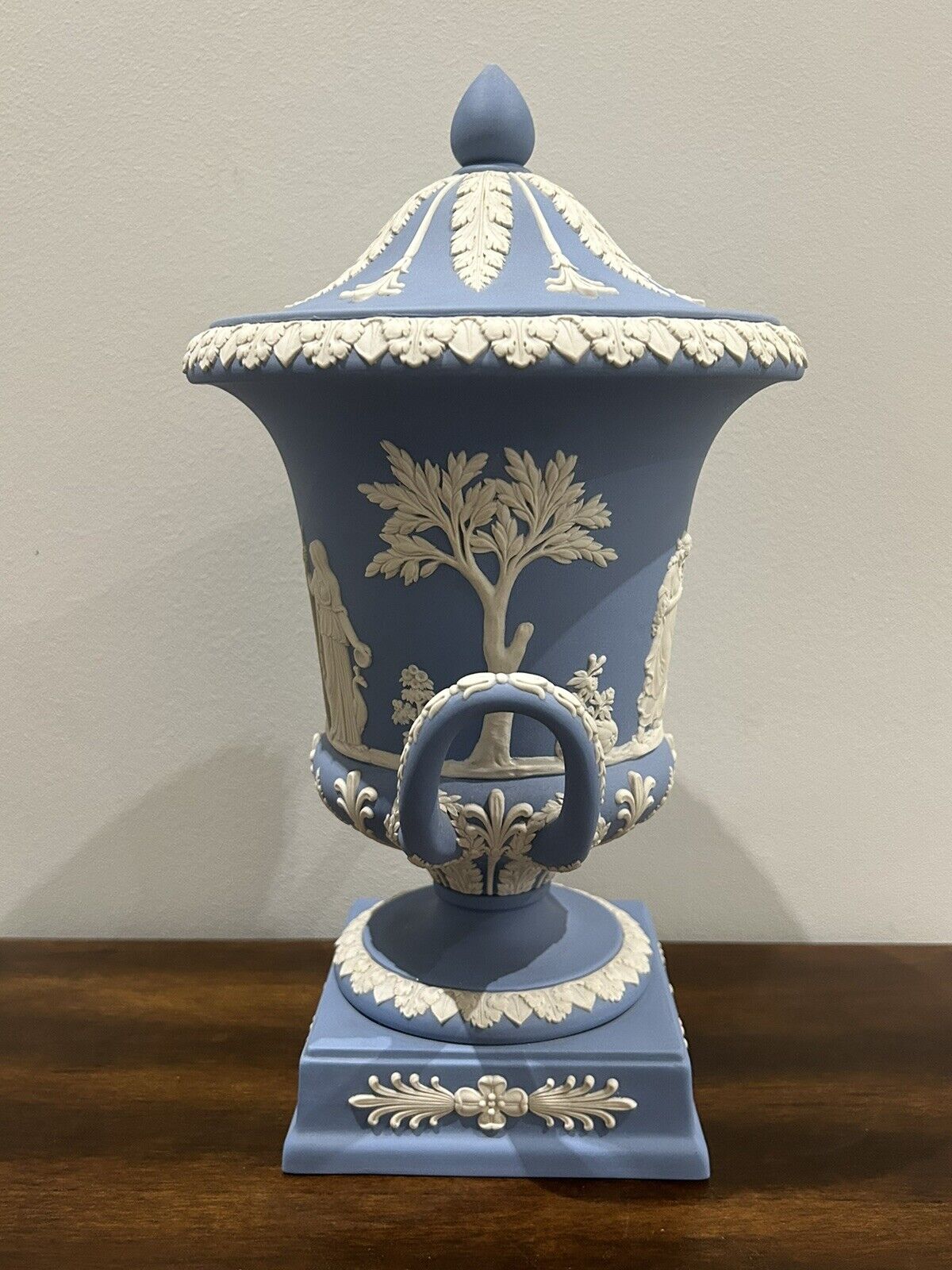 Wedgwood Blue Jasperware - Campagna Lidded Urn Vase