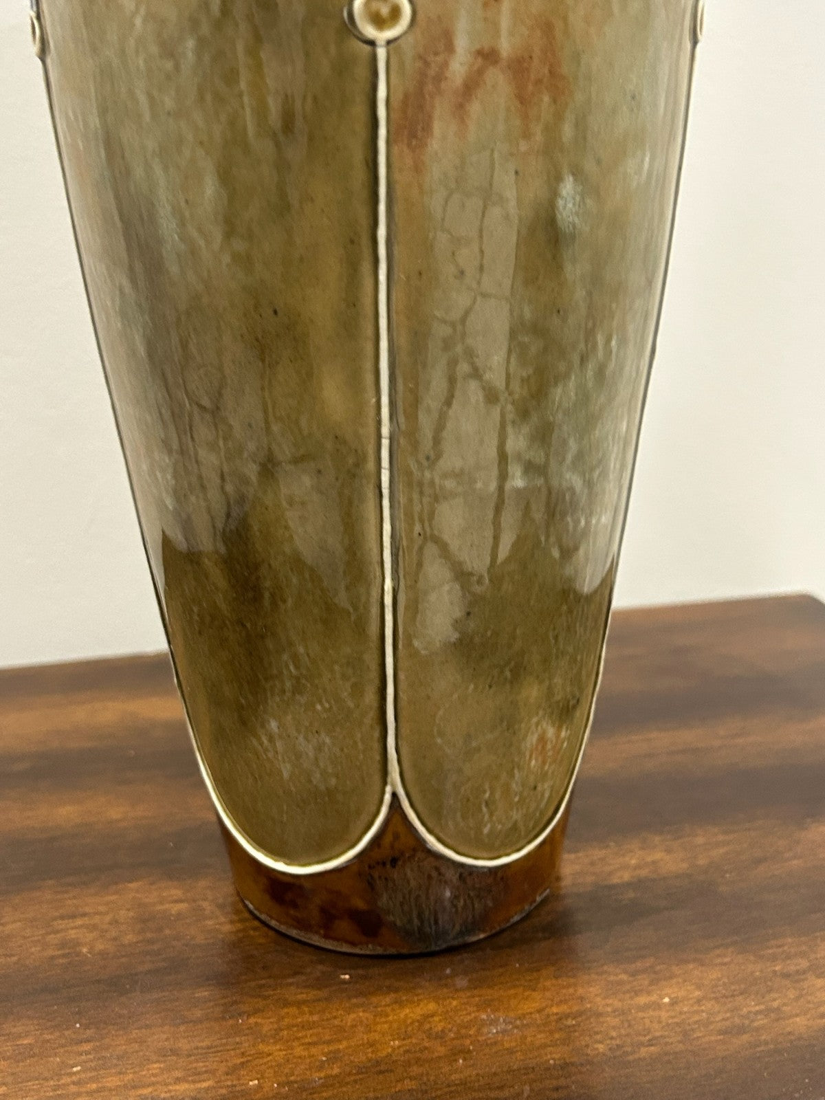 Royal Doulton Lambeth Stoneware Tall Vase Art Nouveau Blue Green A/F4