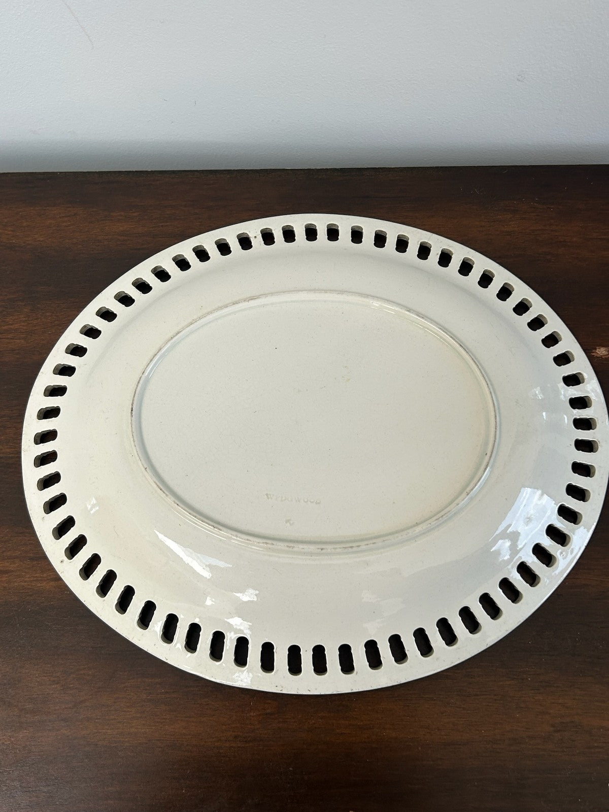 Wedgwood Creamware Oval Reticulated Dish Pierced Border Antique4