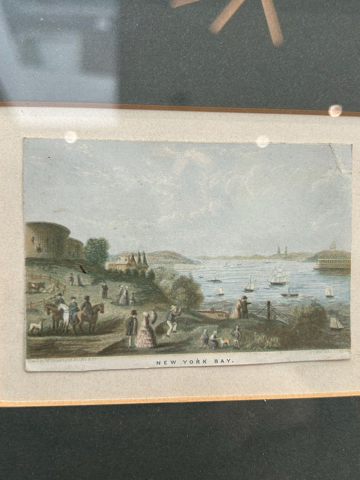 Antique Le Blond Baxter Process New York Bay Oil Colour Print Framed Americana1