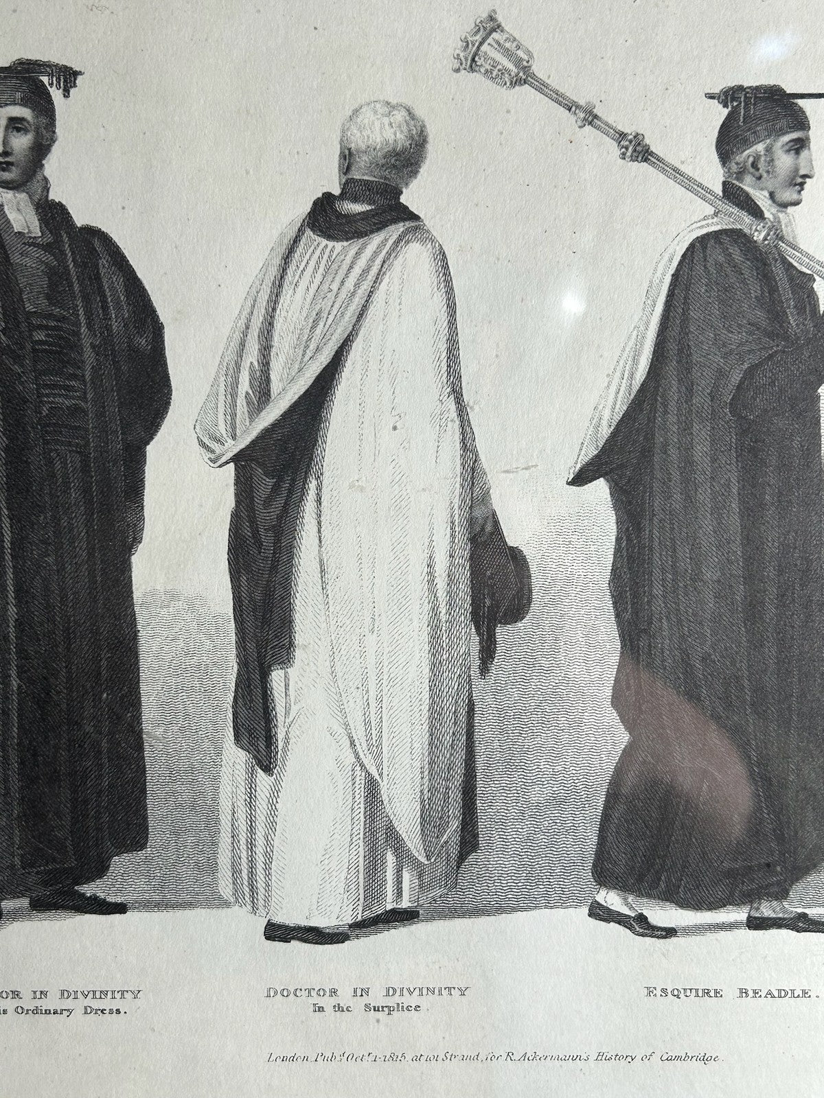 Ackermann History of Cambridge 1815 Aquatint Doctor in Divinity Beadles Framed3