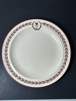 Antique Wedgwood Queens Ware Crested Plate Eagle Laurel Mortlocks 1887 25cm
