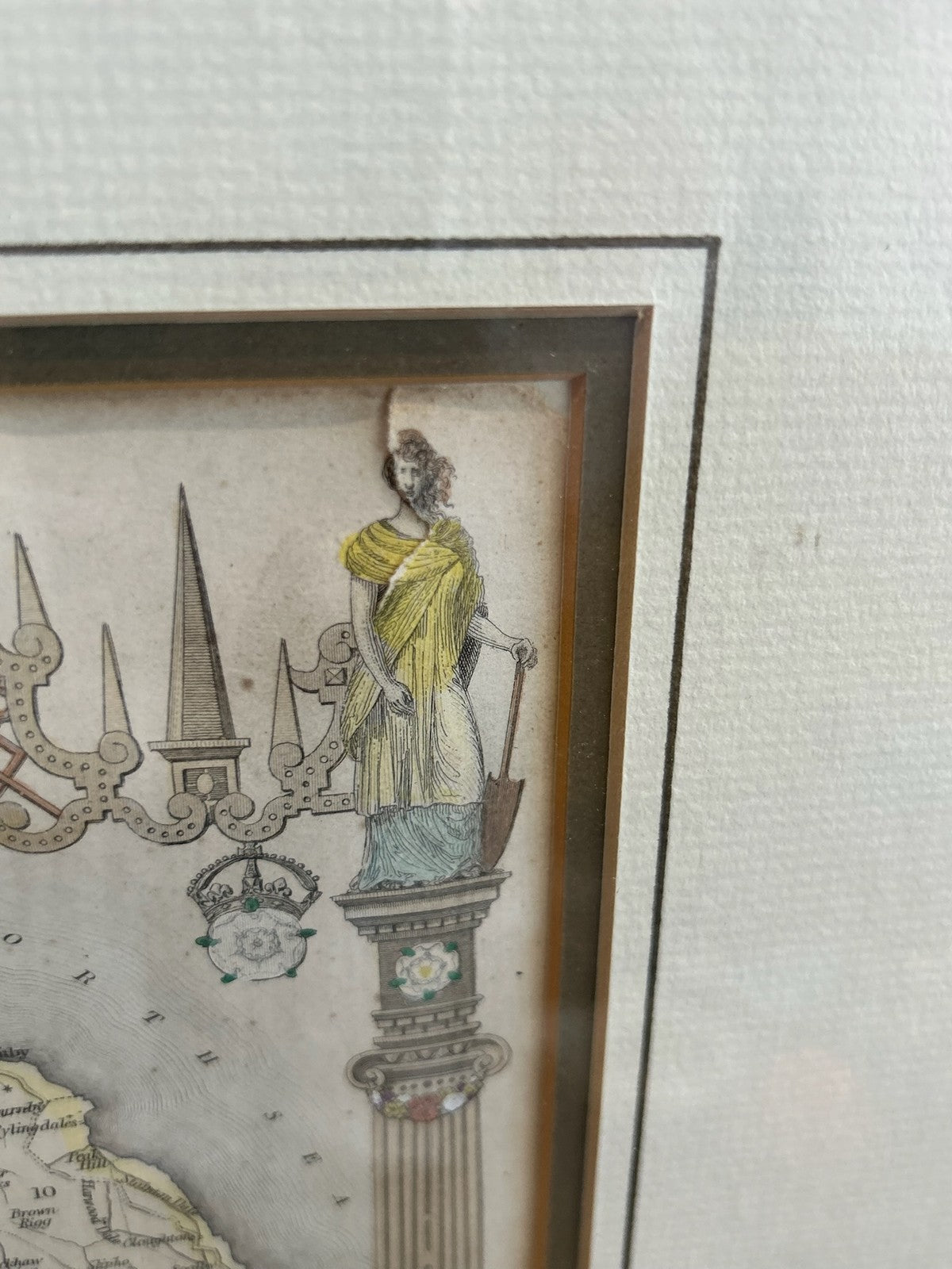 Antique Robert Morden Hand Coloured County Map Engraving Framed12